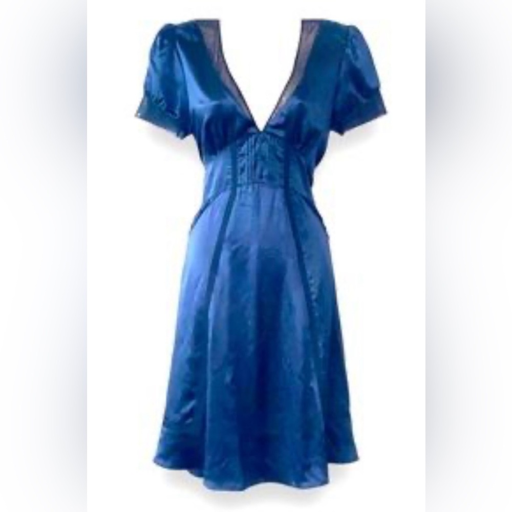 Marc Joseph Silver and Blue Dress